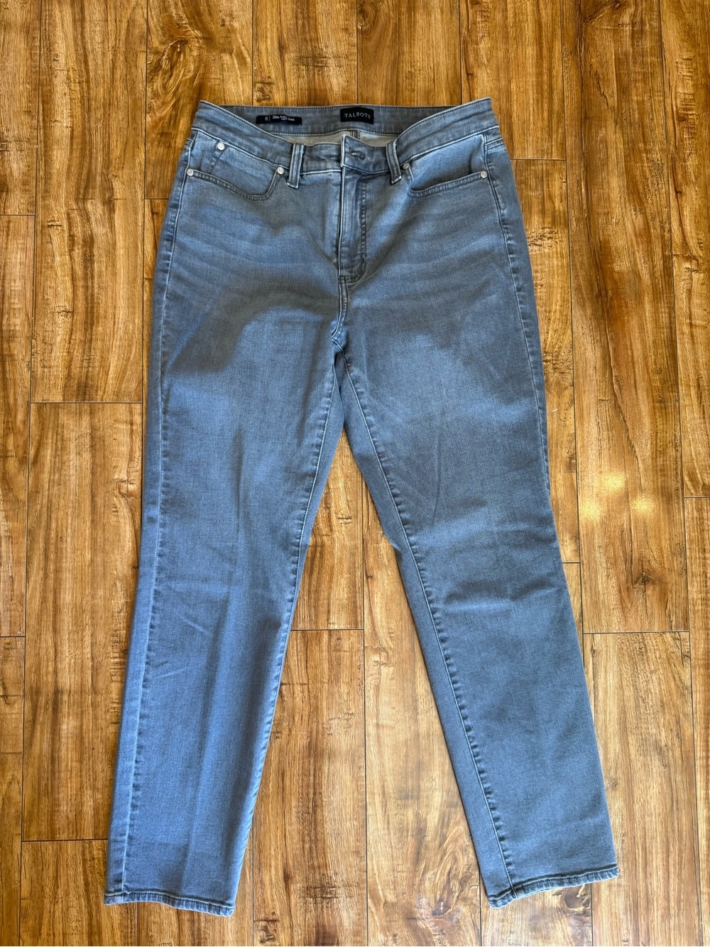 Talbots Women’s Gray Curvy Slim Ankle Straight Jeans Pants Size 8 Stanton Wash